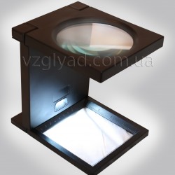 N1602 Лупа на складывающейся пластмассовой стойке с подсветкой х2,5-110мм