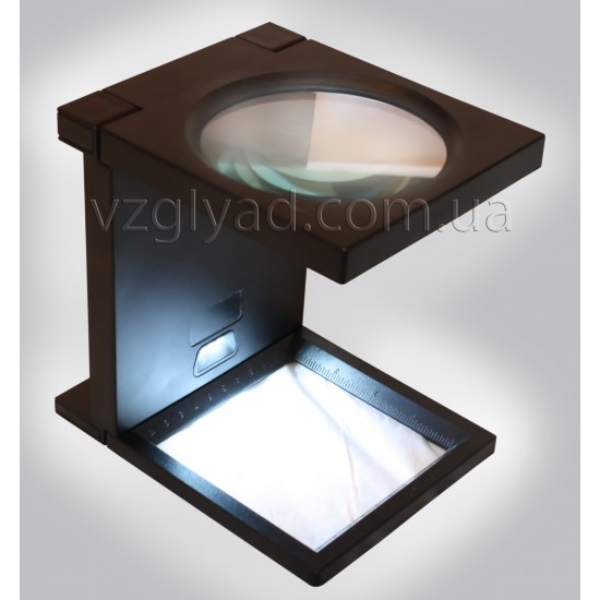 N1602 Лупа на складывающейся пластмассовой стойке с подсветкой х2,5-110мм