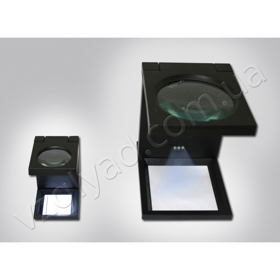 N1602 Лупа на складывающейся пластмассовой стойке с подсветкой х2,5-110мм