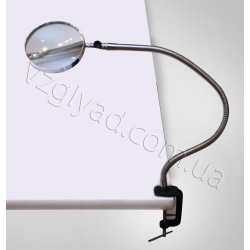 N1431 Лупа на стойке - гибкий металлорукав, зажим струбцина (х2,5-90мм)