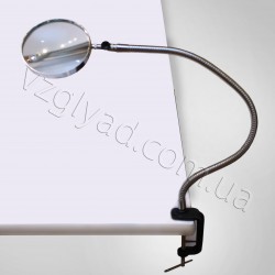 N1431 Лупа на стойке - гибкий металлорукав, зажим струбцина (х2,5-90мм)