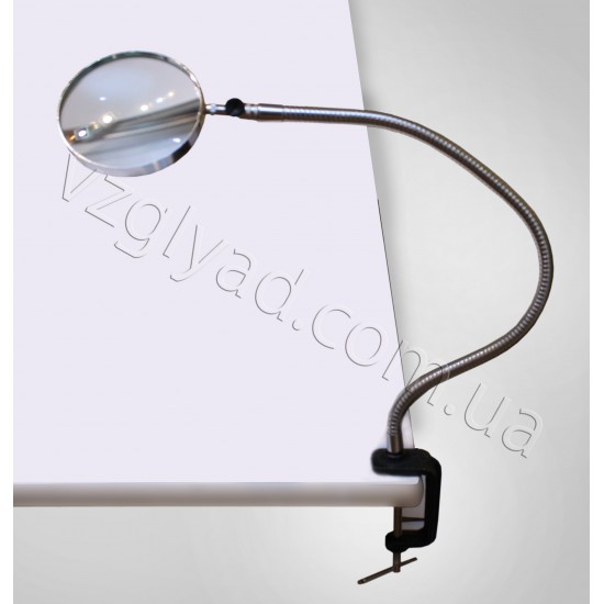 N1431 Лупа на стойке - гибкий металлорукав, зажим струбцина (х2,5-90мм)