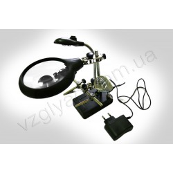 N1040 Лупа на шарнирном кронштейне "3-я рука" с подсветкой (три линзы) N1040 Лупа на шарнирном кронштейне "3-я рука" с подсветкой (три линзы)