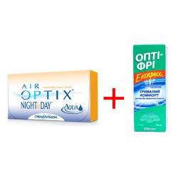 Акция! AirOptix Night and Day AQVA (3шт) + ОPТI-FREE EXPRESS 355мл