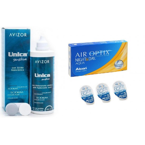 Акция! AirOptix Night and Day AQVA (Alcon) (3шт) + Unica Sensitive (AVIZOR) 350мл Акция! AirOptix Night and Day AQVA (Alcon) (3шт) + Unica Sensitive (AVIZOR) 350мл