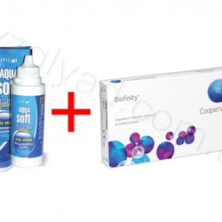 Biofinity (Cooper Vision) 4шт(2+2) + Aqua Soft (Avizor) 350мл