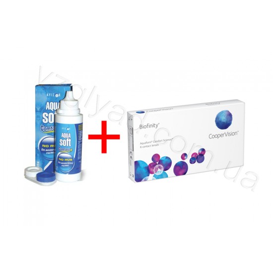 Biofinity (Cooper Vision) 4шт(2+2) + Aqua Soft (Avizor) 350мл Biofinity (Cooper Vision) 4шт(2+2) + Aqua Soft (Avizor) 350мл