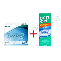 PureVision 2 (Bausch & Lomb) 3шт + ОPТI-FREE EXPRESS (Alcon) 355мл